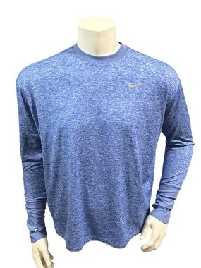 Nike Running Men’s Athletic Shirt Blue Logo Half Zip Long Sleeve XL